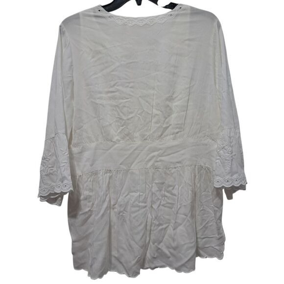 Soft Surroundings Icon Melissani Embroidered Boho Eyelet Tunic & Tank Med White - Picture 3 of 15